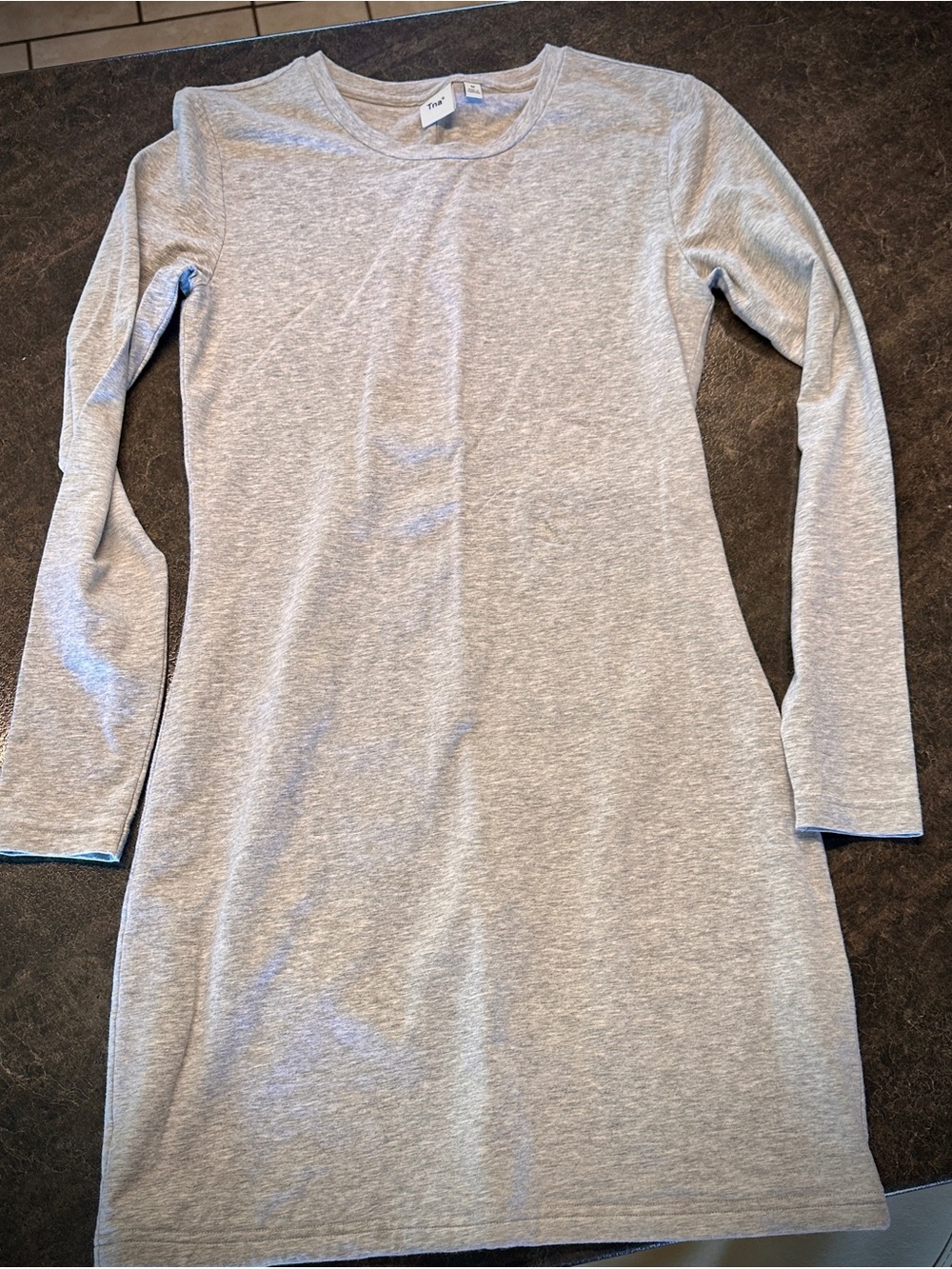 TNA Heather Gray Crewneck Long Sleeve Dress